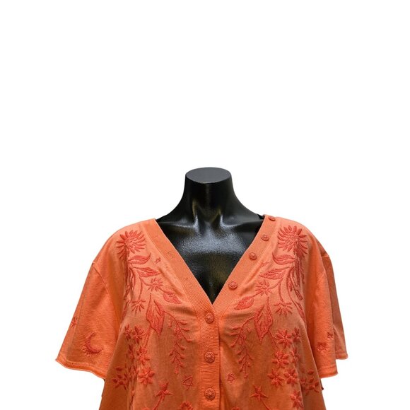 NWT Johnny Was Coral Embroidered V-Neck Blouse XL - Picture 3 of 9